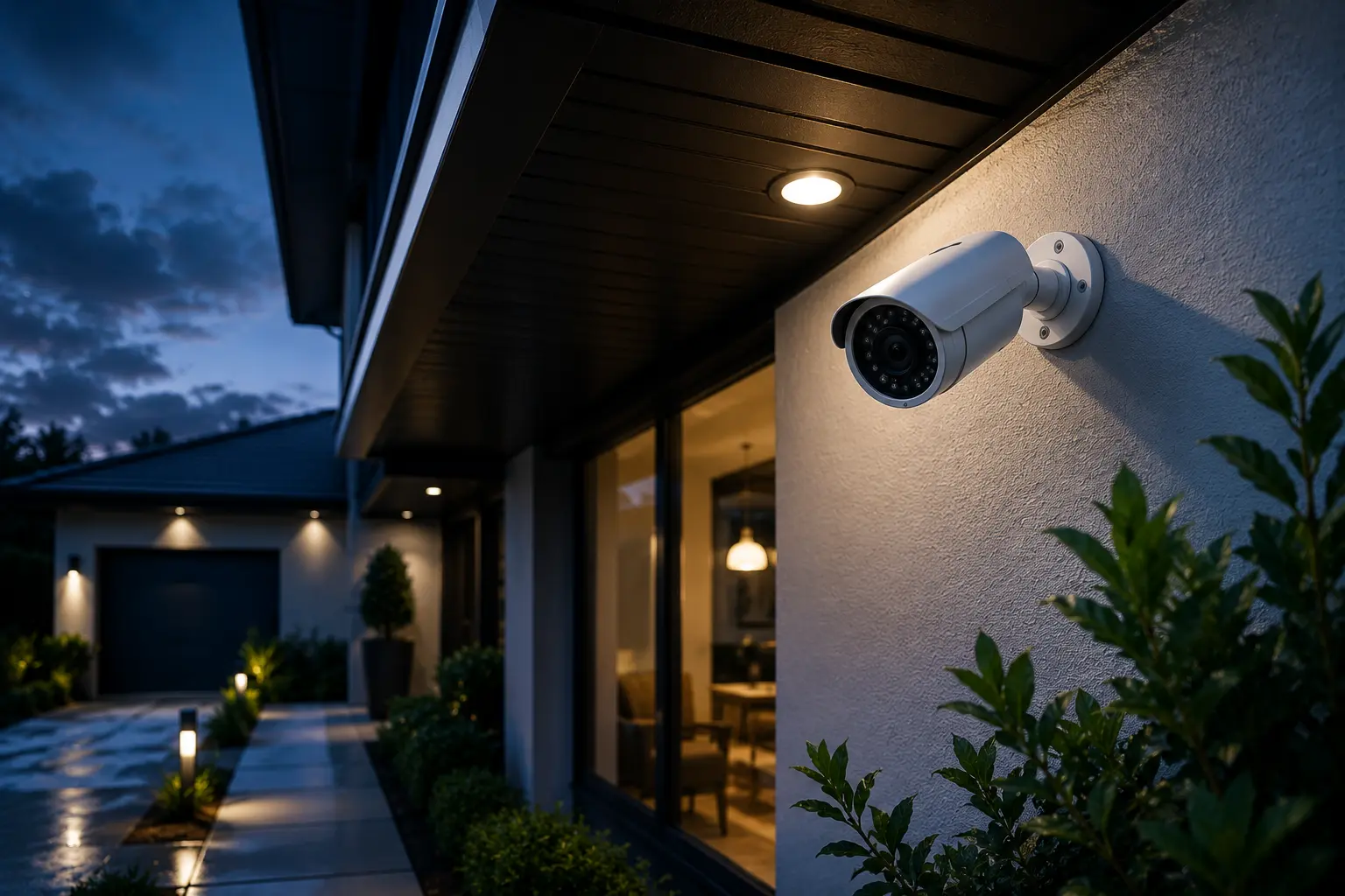 doorbell camera viewing front porch at night