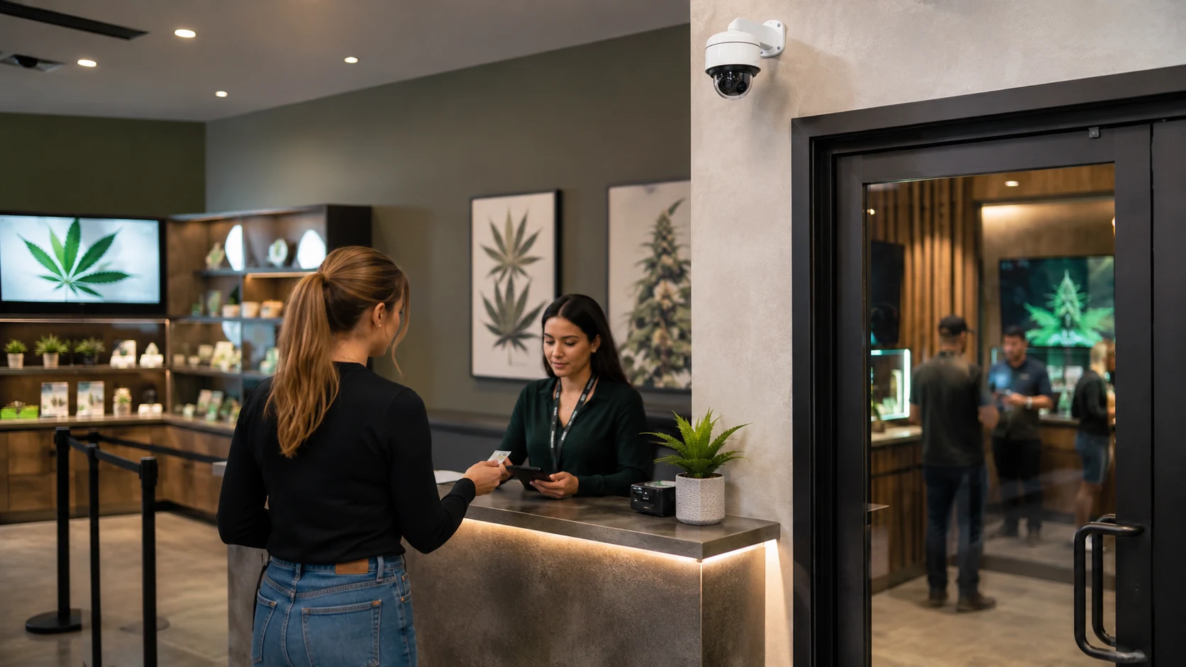 cannabis dispensary entrance surveillance cameras
