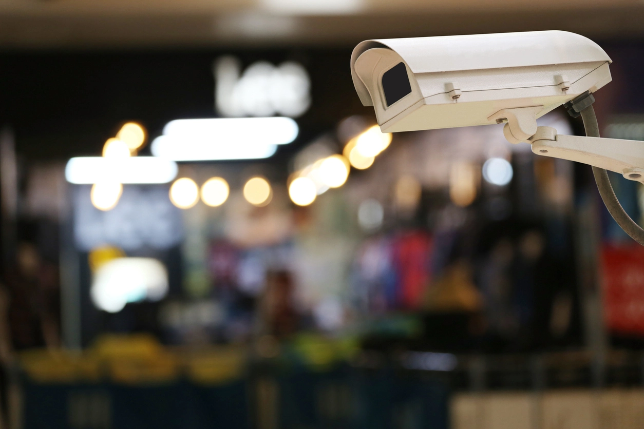Retail sales area monitored by commercial security cameras