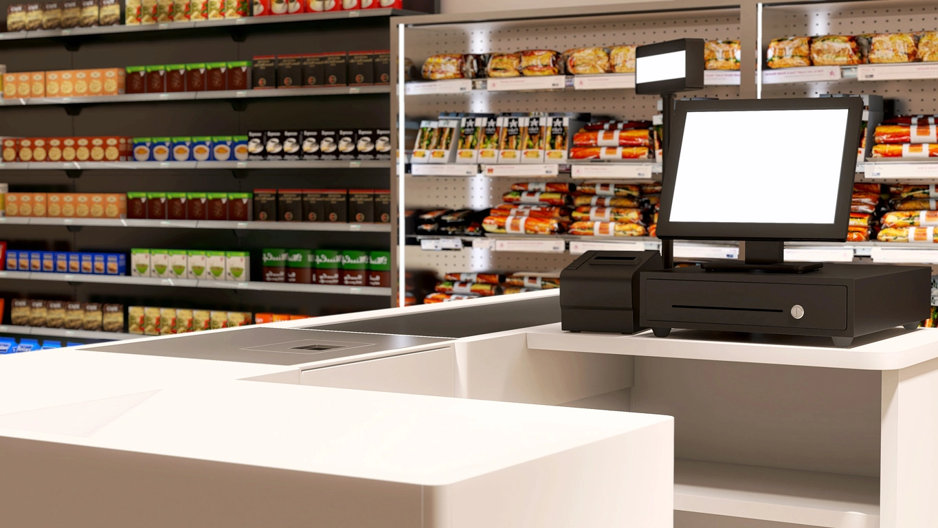 Customer service counter monitored by commercial security cameras