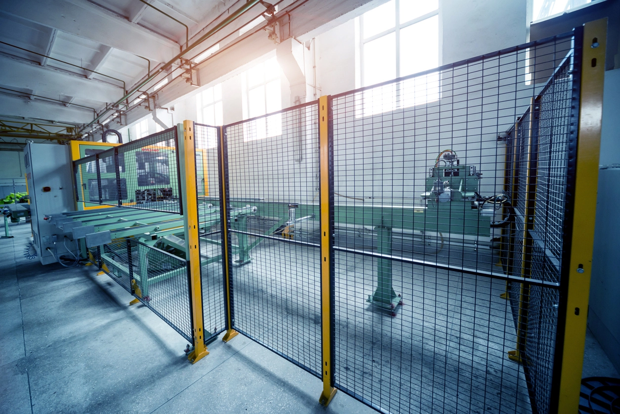 Controlled warehouse storage area monitored by security cameras