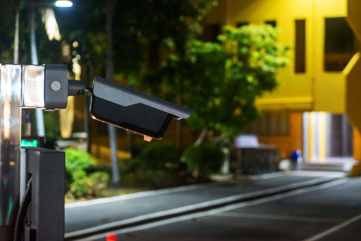 Industrial yard monitored by commercial security cameras