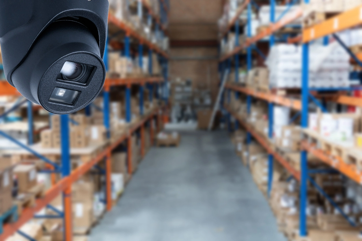4K security camera monitoring warehouse loading dock