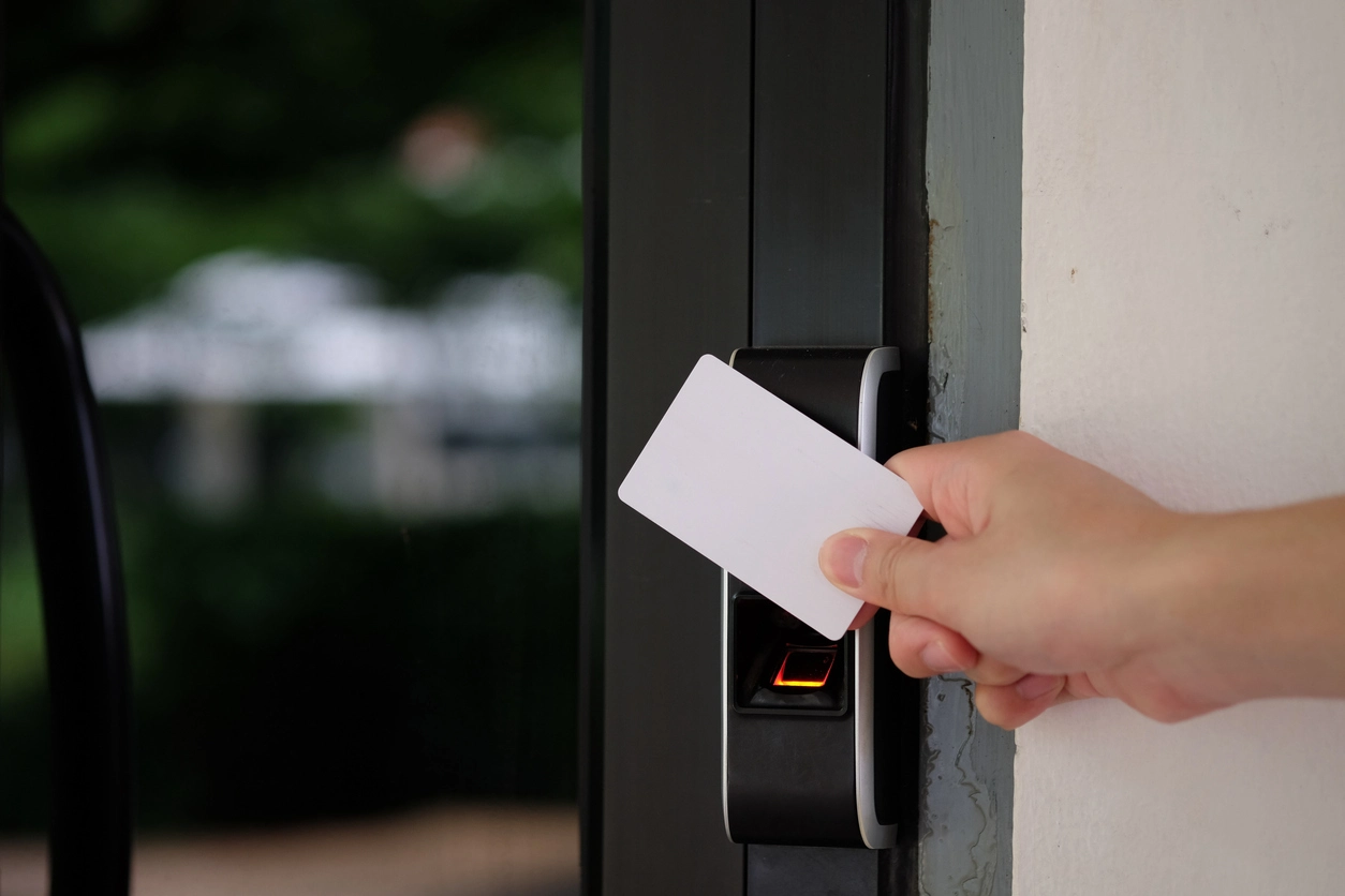 commercial access control system at a secured business entrance