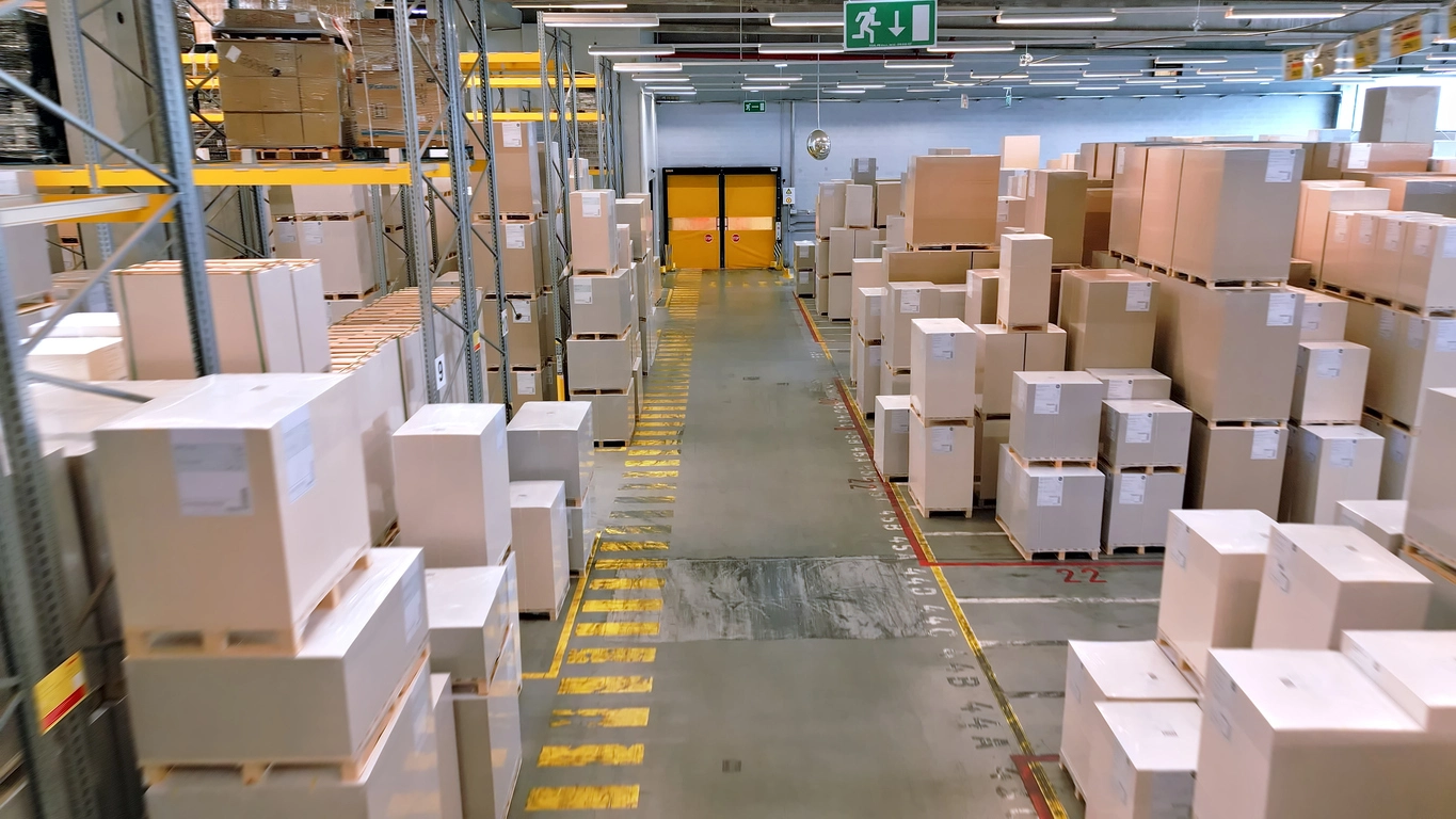 megapixel security camera monitoring warehouse inventory area