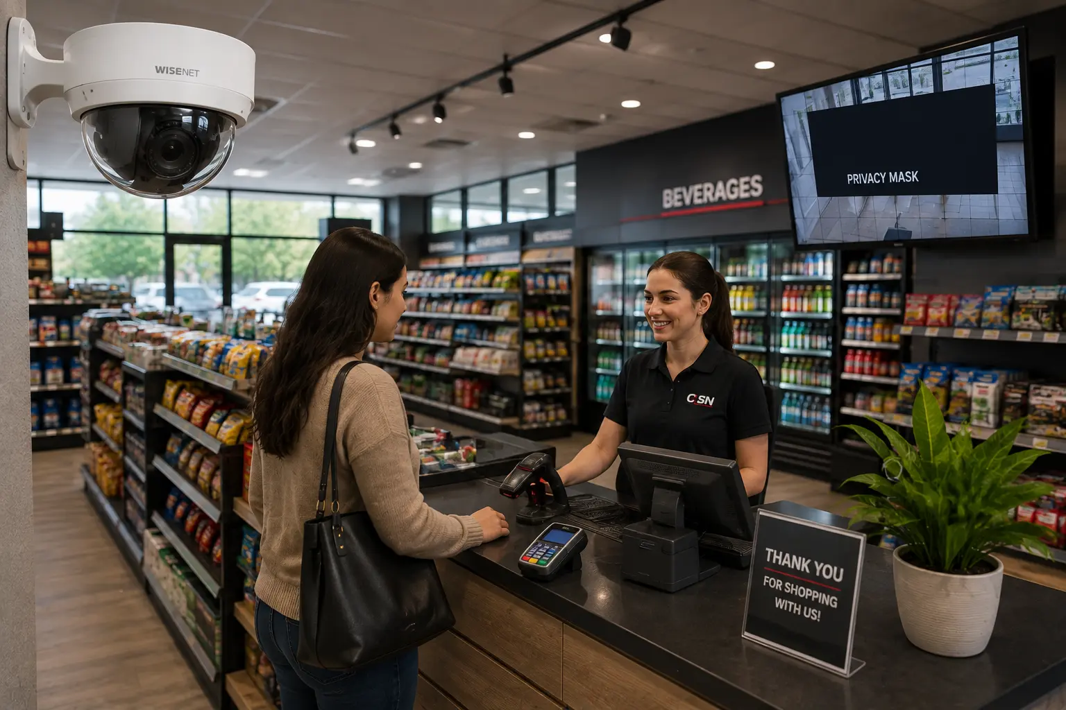 retail security camera using motion masking around transaction counter