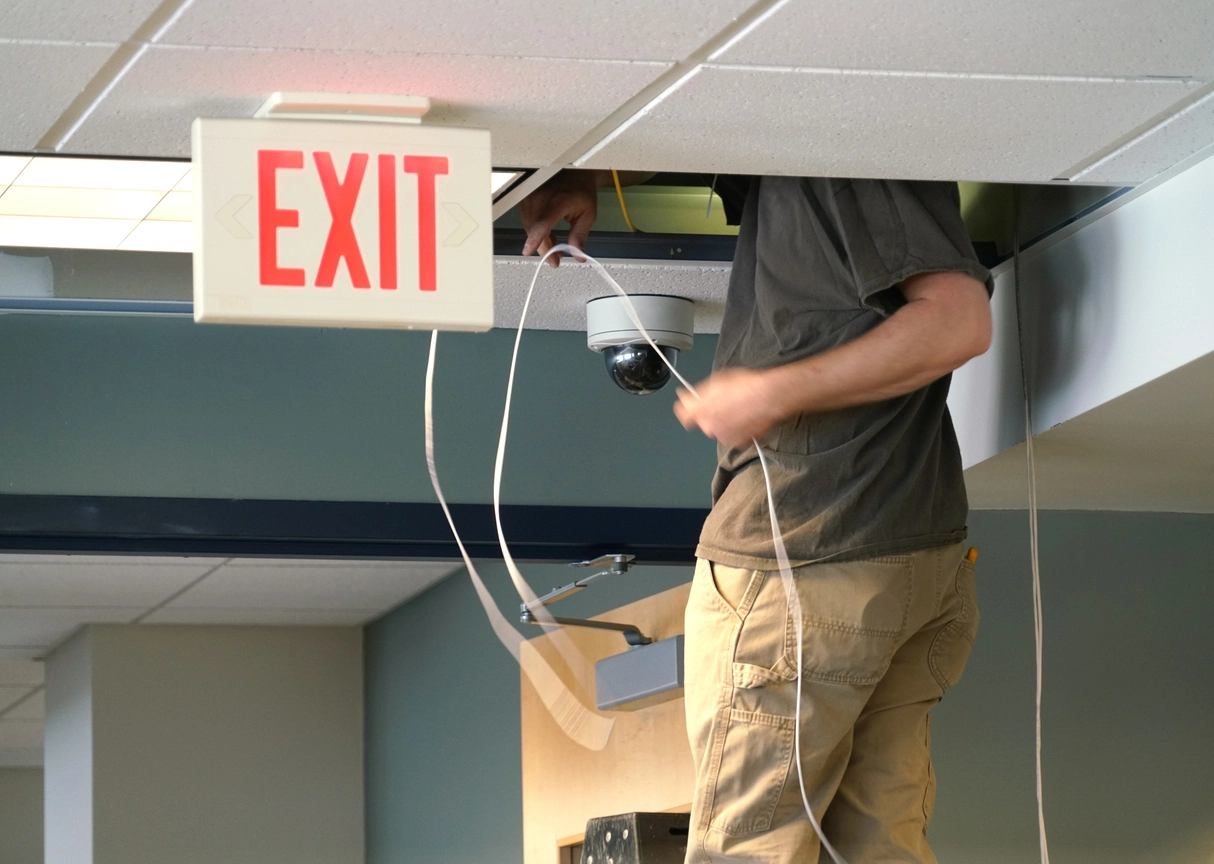 Power over Ethernet camera system installed on school campus