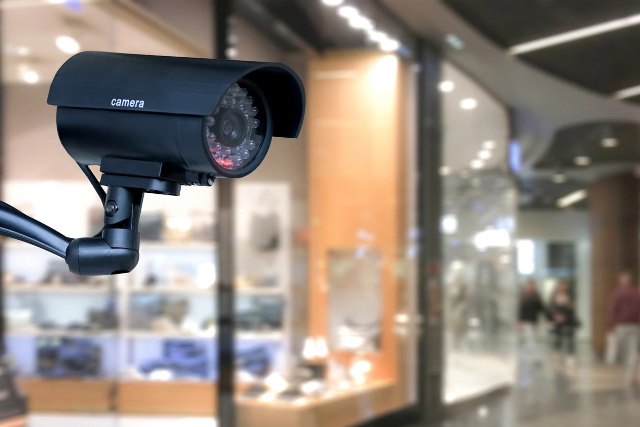warehouse yard monitored with full-color nighttime security cameras