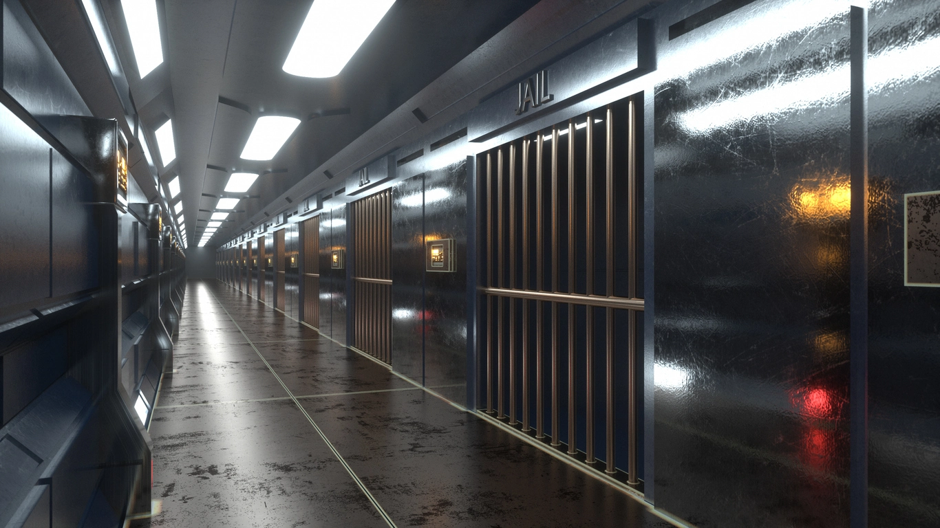 security camera monitoring corridor in correctional institution