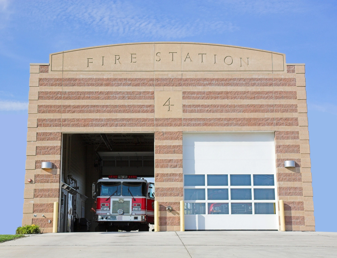 security camera monitoring fire station public entrance