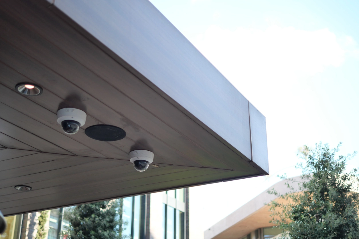 government facility access point monitored by security cameras and access control