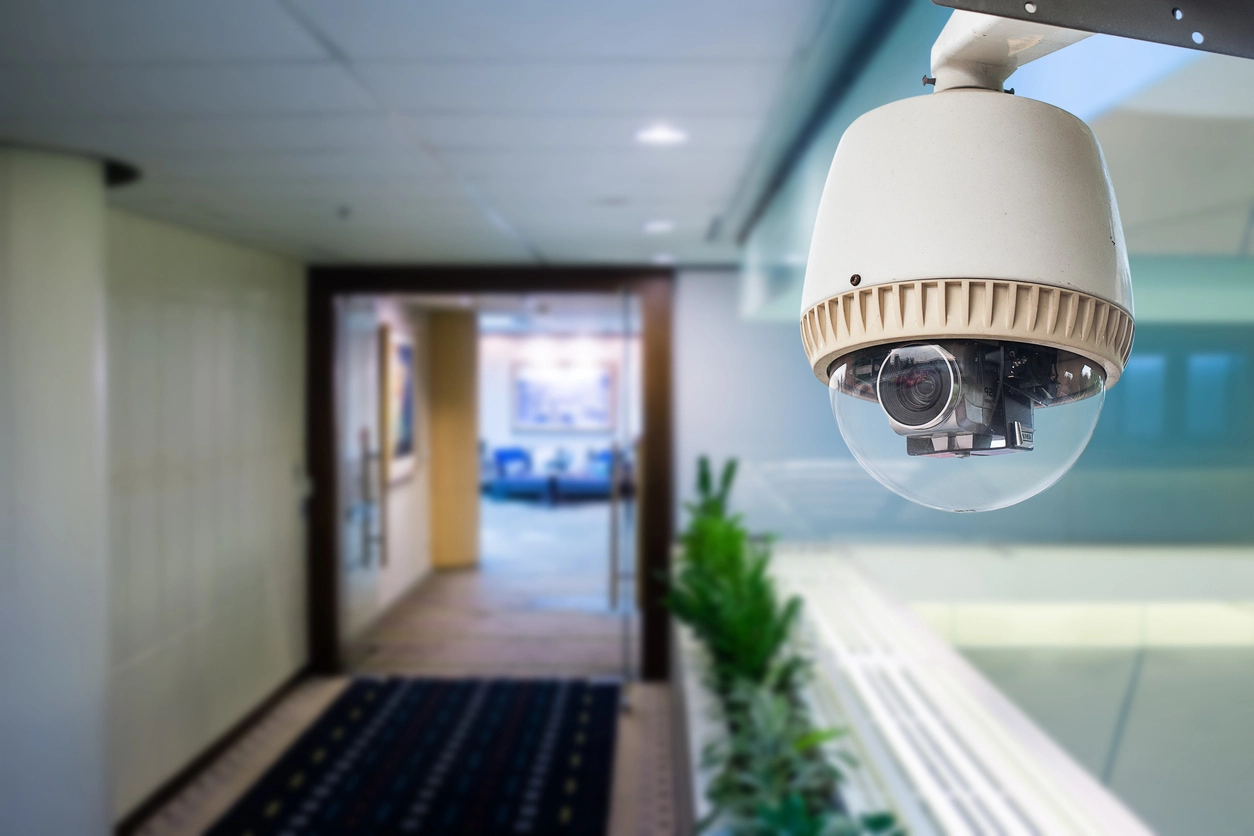 security camera monitoring operational area inside police department facility