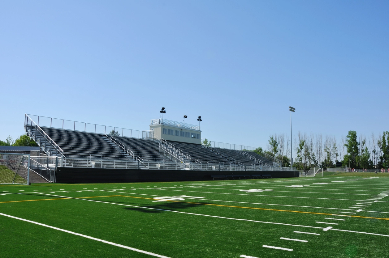 security camera monitoring school football and soccer field athletic facility