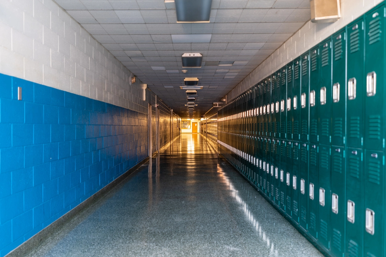 security camera monitoring school hallway and student corridor