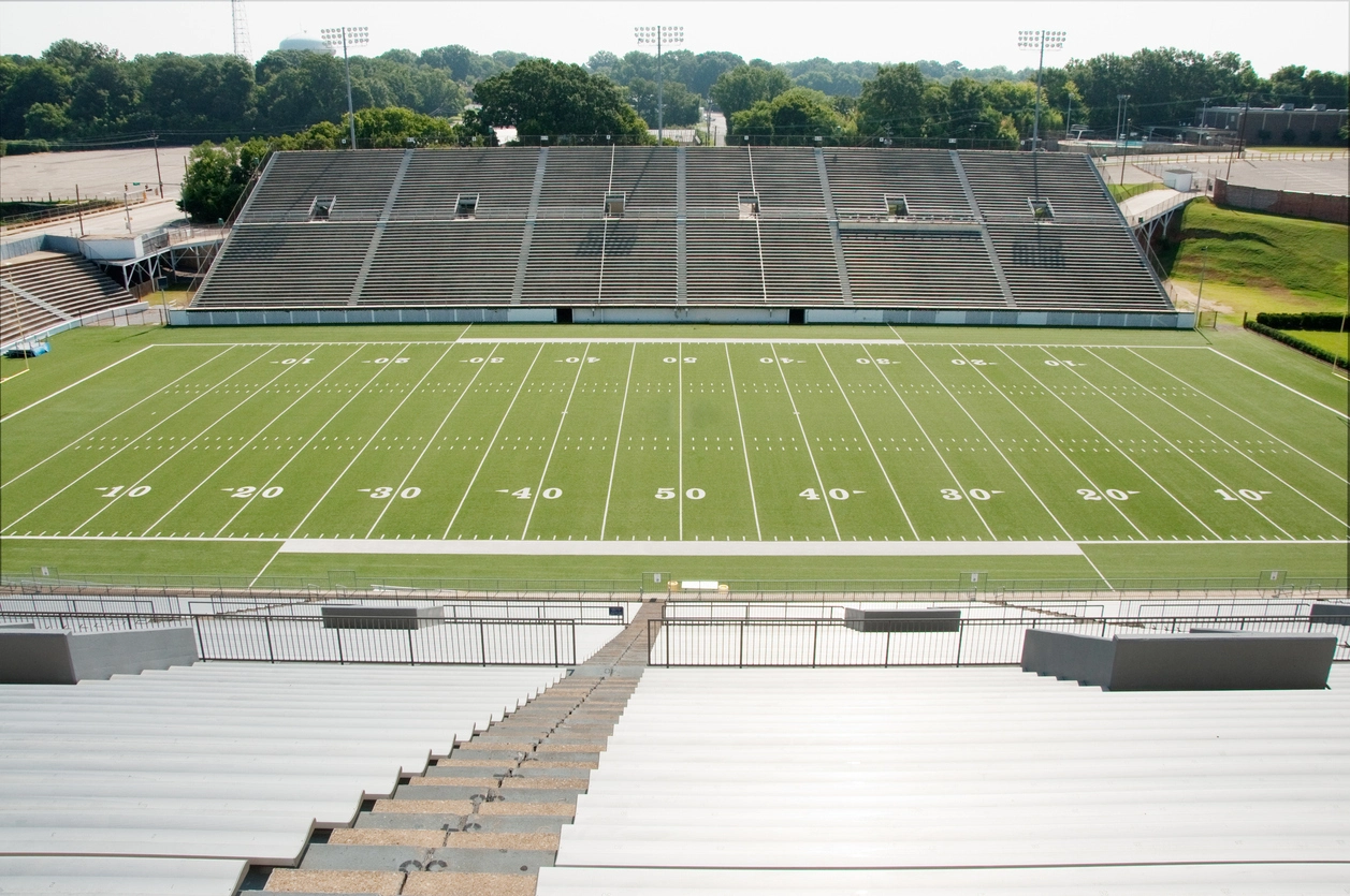 security camera monitoring school stadium bleachers and spectator seating