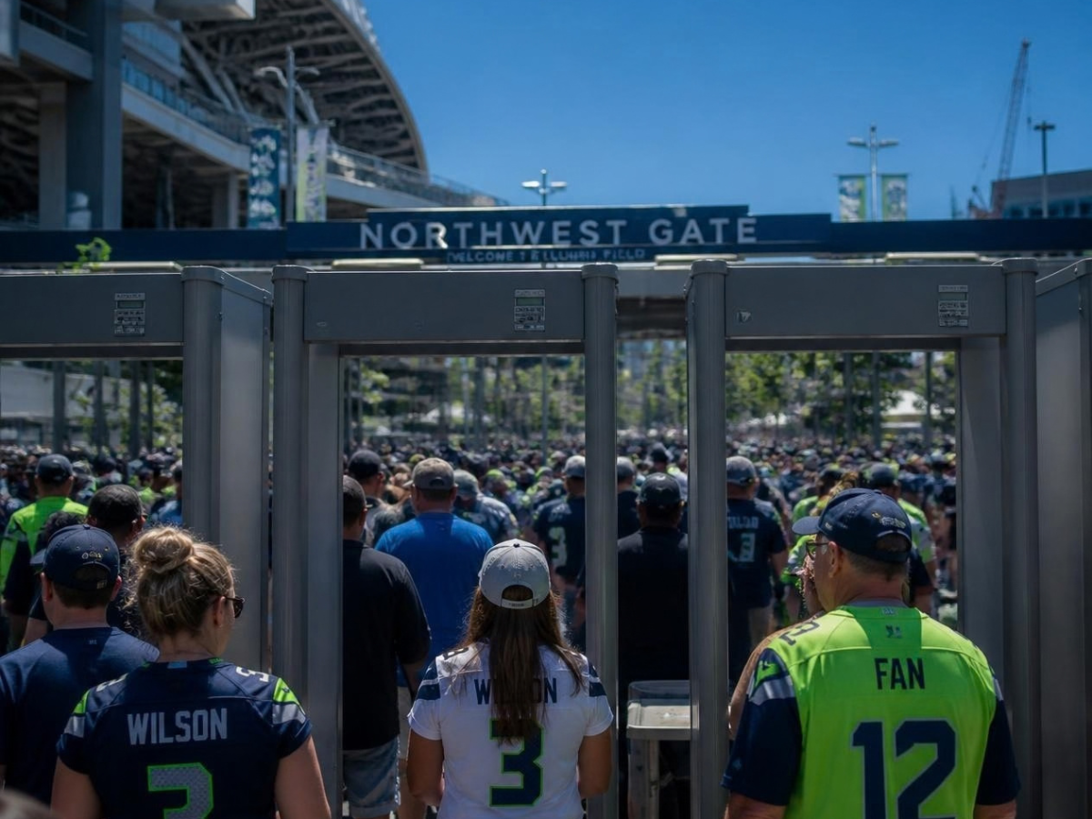 walk-through metal detector rental setup for an event or temporary screening entrance