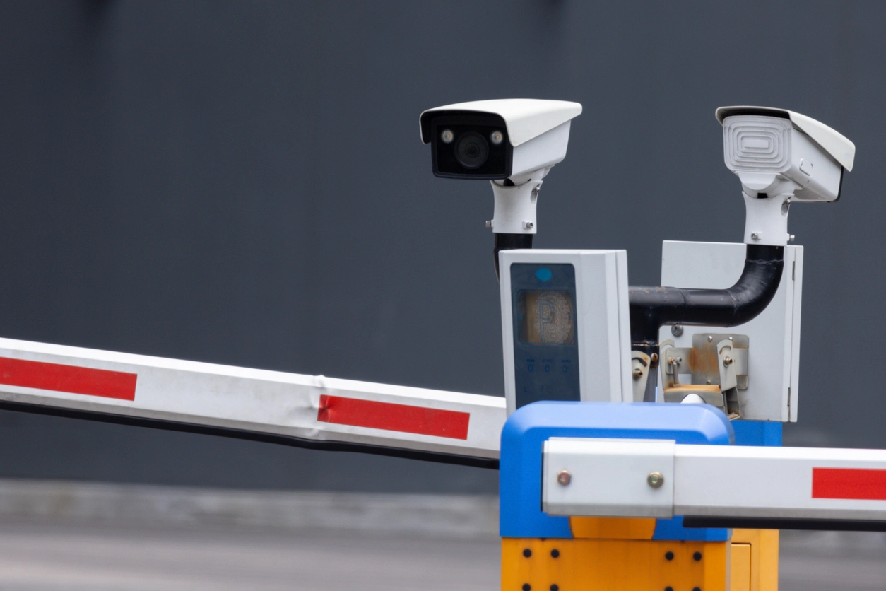 security camera monitoring restricted business access point