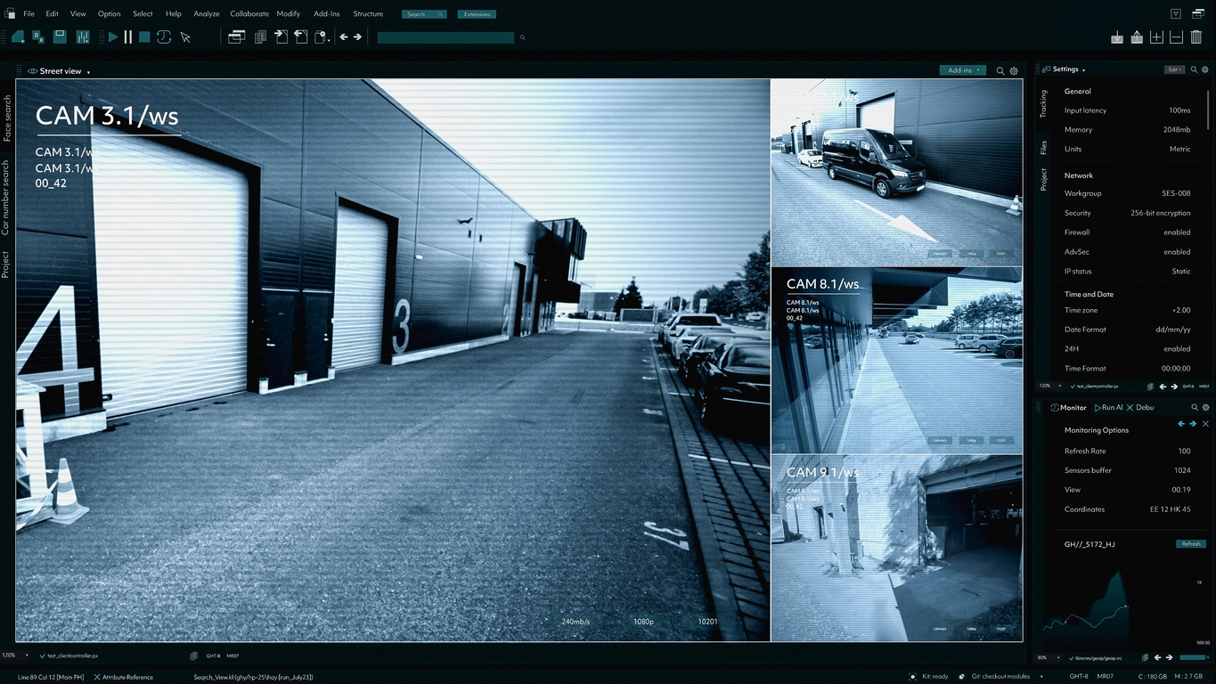 warehouse security camera reviewing loading dock incident